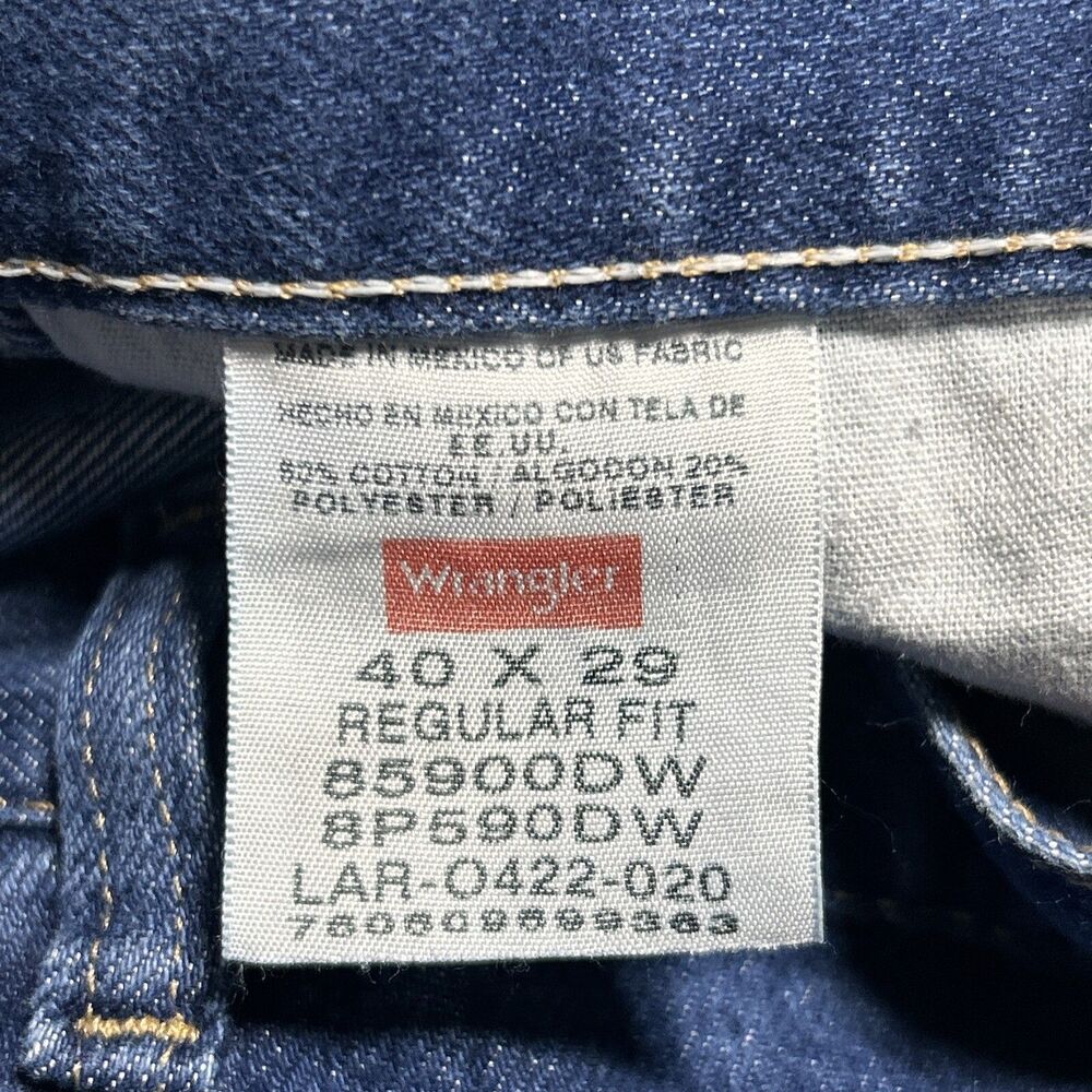Wrangler Regular Fit Mens Jeans 40x29 Medium Wash Straight Leg Casual Work Pants - Picture 10 of 14